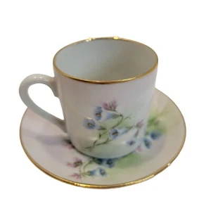 Set tazze e piattini Demitasse vintage porcellana ceramica floreale bordati oro - Foto 1 di 7
