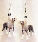 Chinese Crested Dog Realistic Double-Sided Silver Hook Earrings Acrylic Jewelry