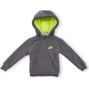 Nike Kids Fleece Hoodie Jacket Full Zip Embroidered Logo Gray Size 4 - Picture 1 of 18