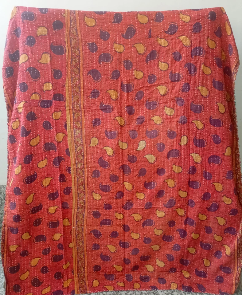 Винтажное индийское хлопковое покрывало ручной работы Kantha Quilt Throw Ralli Gudari - Изображение 1 из 2