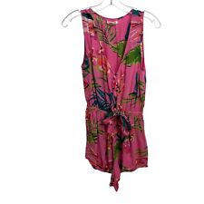 Billabong Womens Summer Solstice Romper Size Medium Pink Tropical Floral Boho