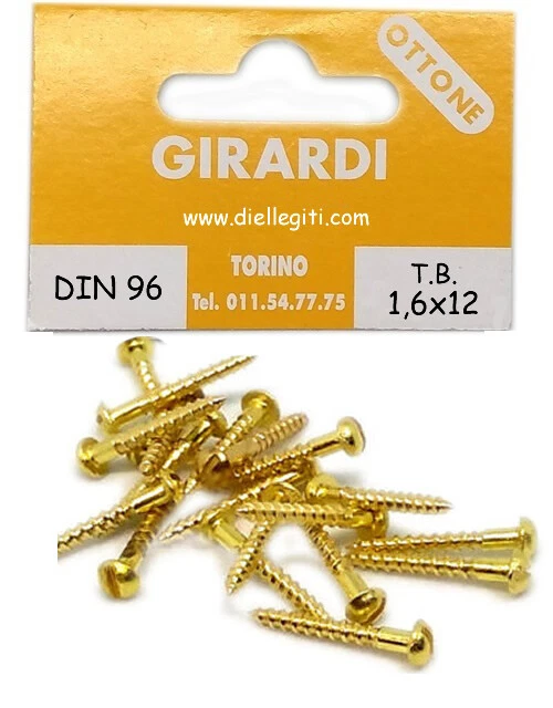 VITE A LEGNO IN OTTONE TESTA BOMBATA mm1,6x12 - DIN 96 - Immagine 1 di 1
