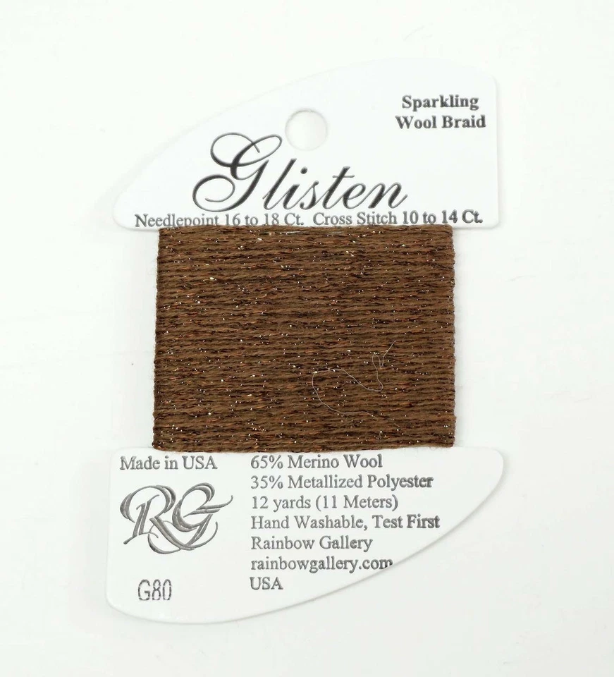 GLISTEN Sparkling Braid #80 Cocoa Brown Needlepoint Thread by Rainbow Gallery - Image 1 of 1