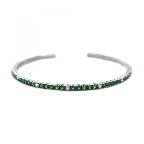 Zancan Bracciale Tennis in Argento con Zirconi VERDI E BIANCHI ESB125 - Immagine 1 di 1