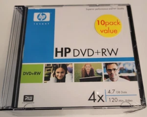 HP DVD+RW 4X 4.7GB DATI 120 MIN - CONFEZIONE DA 10 - NUOVO - Foto 1 di 1