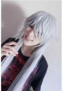 ¡Lo último! Pelucas negras Butler Kuroshitsuji Undertaker cosplay blancas plateadas 40"" 100 cm - Imagen 1 de 3