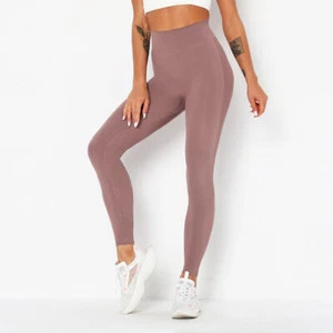 Seamless High Waist Yoga Pants Slimming Gym Workout Pants Leggings - Picture 1 of 23