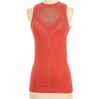 Athleta Vermillion Red Orange Mesh Seamless Perforated Oxygen Tank Top 444822 S - Image 1 of 4