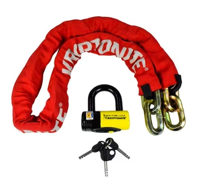 New York Red FAHGETTABOUDIT Chain 1415 14mm x 150cm with NY Disc 15mm Lock HEAVY - Image 1 of 4