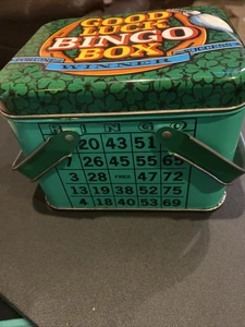 Vtg Good Luck Bingo Box Tin With Magnetic And Non-magnetic Chips - Picture 1 of 7