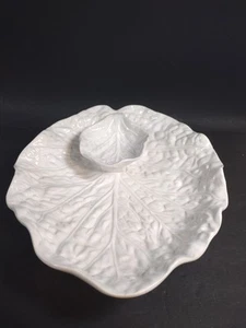 Subtil Portugal Vintage White Cabbage Leaf Serving Tray With Bowl Cracked - Picture 1 of 18