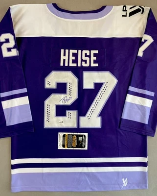 MINNESOTA FROST- TAYLOR HEISE AUTOGRAPH #27 LPHF PURPLE BAUER JERSEY JSA CI33426 - Image 1 of 4