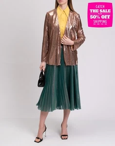 RRP€390 JUCCA Sequins Jacket IT44 US8 UK12 L Single-Breasted Made in Italy - Picture 1 of 9