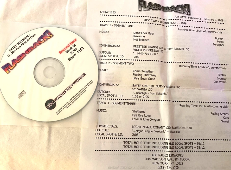 2/2/09 BILL ST JAMES FLASHBACK SALUTES 1978 (1 HR); JOE WALSH,CARS, SWEET,POLICE - Image 1 of 1