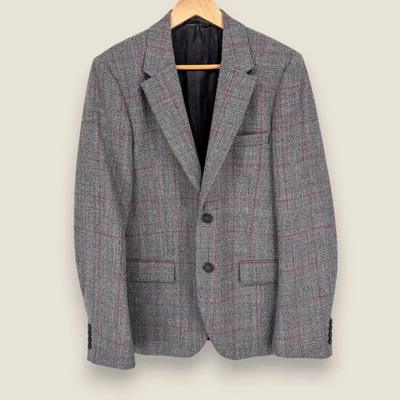Helmut Lang Virgin Wool Sport Coat Blazer Men 38R Gray Red Window Made in Italy - Image 1 of 4