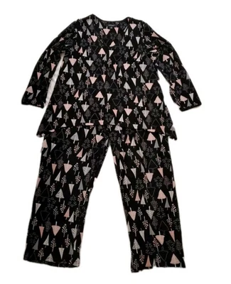 Pijama polar Ellen Tracy 2 piezas talla XL estampado de árbol multicolor Foto 1 de 4