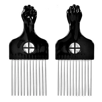 2 Pack Hair Picks for Afro, Curly Styling - Metal 2 Comb  - Image 1 of 4