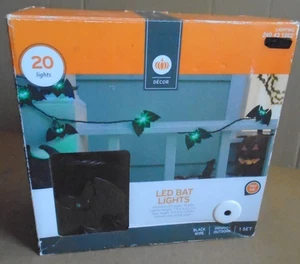 Holiday Decor Metal Black Bats Halloween LED String Lights (10-bats/20-lights) - Picture 1 of 17