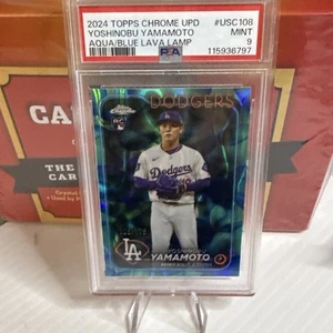 2024 Topps Chrome Update Yoshinobu Yamamoto RC Aqua Blue Lava Lamp /175 PSA 9 - Bild 1 von 3