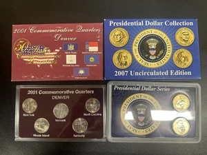 2001 Commemorative Quarters Denver, 5 Coins + Presidential Dollar set 2007 lot - Picture 1 of 5