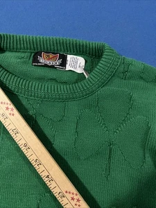 Maglione maglia vintage Brimwick uomo XL verde trifoglio irlandese fortunato Notre Dame USA Y2K - Foto 1 di 9