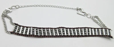 CASA BLANCA MERCADO NEGRO 16" GARGANTILLA COLLAR ADJ imitación cuero tono plata collar Foto 1 de 4