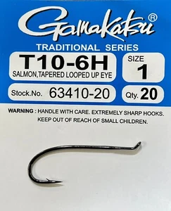 GAMAKATSU T10-6H FLY TYING HOOKS. UP EYE SALMON / STEELHEAD. YOU PICK SIZE. - Picture 1 of 2