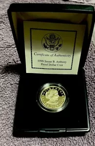 1999 Proof Susan B Anthony Dollar, US Mint box w/ COA - Picture 1 of 7