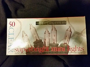 Superbright Mini Lights, 50 clear, 24.5' long indoor/outdoor, steady/flash - NIB - Picture 1 of 2