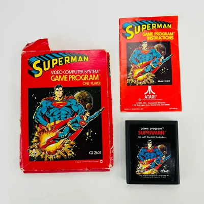 Superman Atari 2600 Complete In Box CIB CX2631 Cart Manual Box RARE Free Ship! - Image 1 of 4