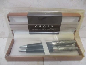 NIB CROSS HAMILTON BLACK & CHROME PEN AND 0.7MM PENCIL SET IN CROSS GIFT BOX - Picture 1 of 7