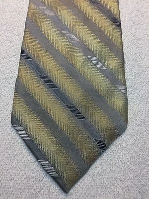 BRUNO PIATTELLI 男式领带 4 X 60 金色和银色条纹 — 第 1/4 张图片