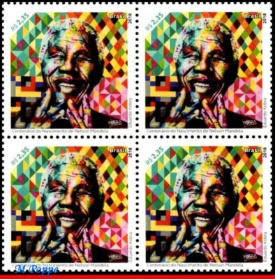 3395 BRASIL 2018 NELSON MANDELA POR EDUARDO KOBRA, PRESIDENTE, C-3803, BLOQUE MNH Foto 1 de 2