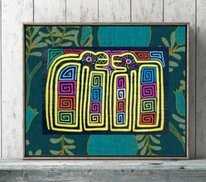 LATEINAMERIKANISCH traditionell MOLA KUNA mehrfarbig KUNST-FISCH MOTIV Quilt TEXTIL - Bild 1 von 12