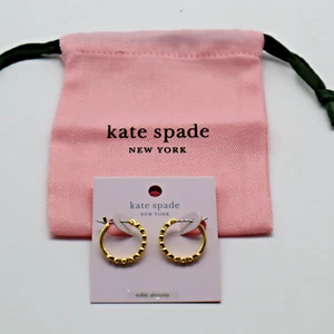 Kate Spade New York Full Circle Drop Hoop Earrings Clear/Gold – NEW - Picture 1 of 3