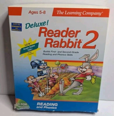 The Learning Co Reader Rabbit 2 CD Rom Wind Mac Box Guide Phonic Vtg1994 Ages5-8 - Image 1 of 4