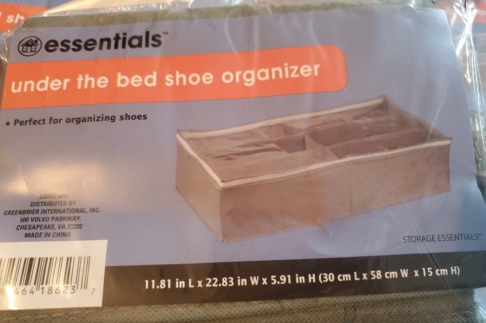 Bolsa de almacenamiento de zapatos debajo de la cama Closet Essentials gris con cremallera Foto 1 de 1