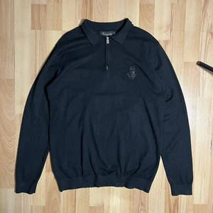 Billionaire Couture Luxury Sweater Black Size L 1/4 zip - Picture 1 of 5