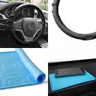 Silicone Steering Wheel Cover Grip Marks W/ Light Blue Dash Mat Black