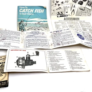 5 Vtg 1950s-60s FISHING REEL ADS-Pamphlets-Manuals-GARCIA-SHAKESPEARE-CORTLAND - Picture 1 of 18