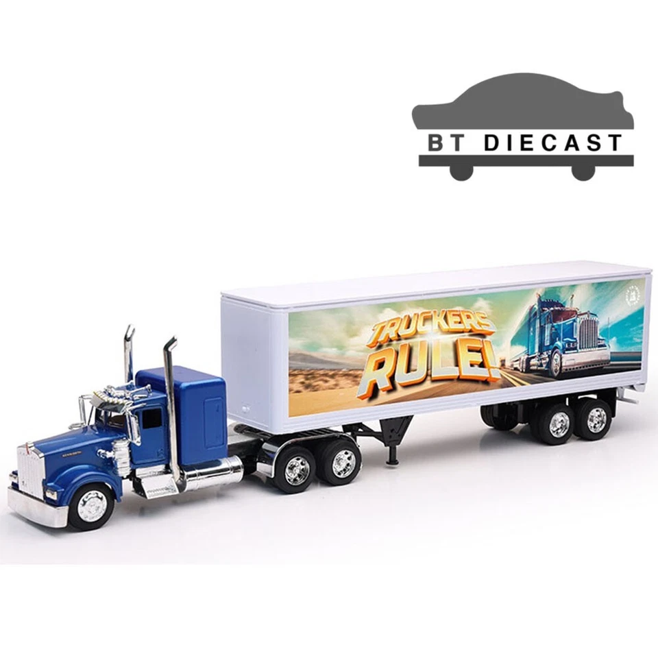 NEWRAY KENWORTH W900 TRIBUTE TO TRUCKERS RULE 1/32 WHITE CONTAINER BLUE SS-12383 - Image 1 of 1