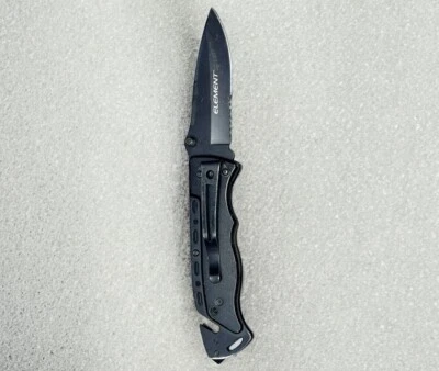 ELEMENT Black Stainless Steel Liner Lock Rescue Pocket Knife - Image 1 of 4