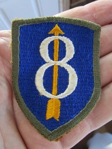 Original WWII 8th Infantry Division GERMAN MADE Patch ~ Patch Blanket Removed - Picture 1 of 3