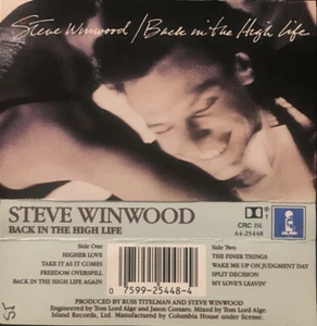 Back in the High Life STEVE WINWOOD ISL 25448-4 Island Cassette 1986 Warner Bros - Picture 1 of 1