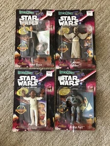 JUEGO DE 4 TARJETAS DE GALAXIA 1994 BOBA FETT SOLO TUSKEN Star Wars Bend Ems Just Toys Topps - Imagen 1 de 12