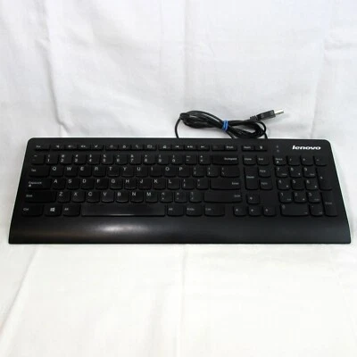 Lenovo KU-0989 Slim Line USB UK Qwerty Keyboard Black Tested Working - Image 1 of 4