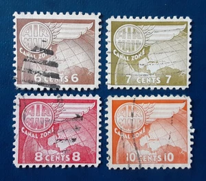 CANAL ZONE 1951-64 6c 7c 8c 10c Used Globe Wing Airmail VF 4692-1 - Picture 1 of 2