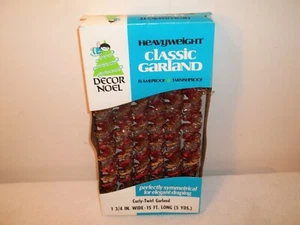 Vtg Unused In Box DECOR NOEL CURLY-TWIRL METALLIC FLAMEPROOF XMAS TREE GARLAND - Picture 1 of 12