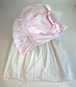 Simply Shabby Chic Kids Twin Pastel Stripes Dust Ruffle Split Corner + Pink Sham - Picture 1 of 9