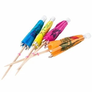BOX Assorted Umbrella Parasol 4" Cocktail Food Picks Tropical Luau 3456 CT - Picture 1 of 6